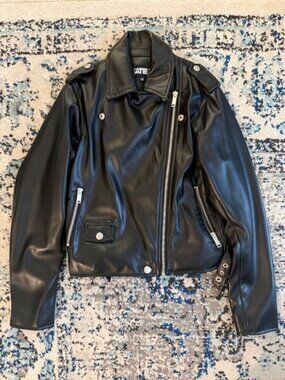 KATIE J "LEATHER" JAGGER MOTO JACKET SIZE LARGE $150